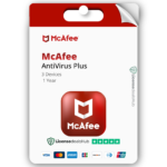 McAfee AntiVirus Plus – 3 Devices, 1 Year Subscription