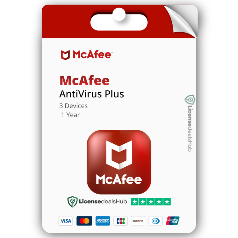 McAfee AntiVirus Plus – 3 Devices, 1 Year Subscription